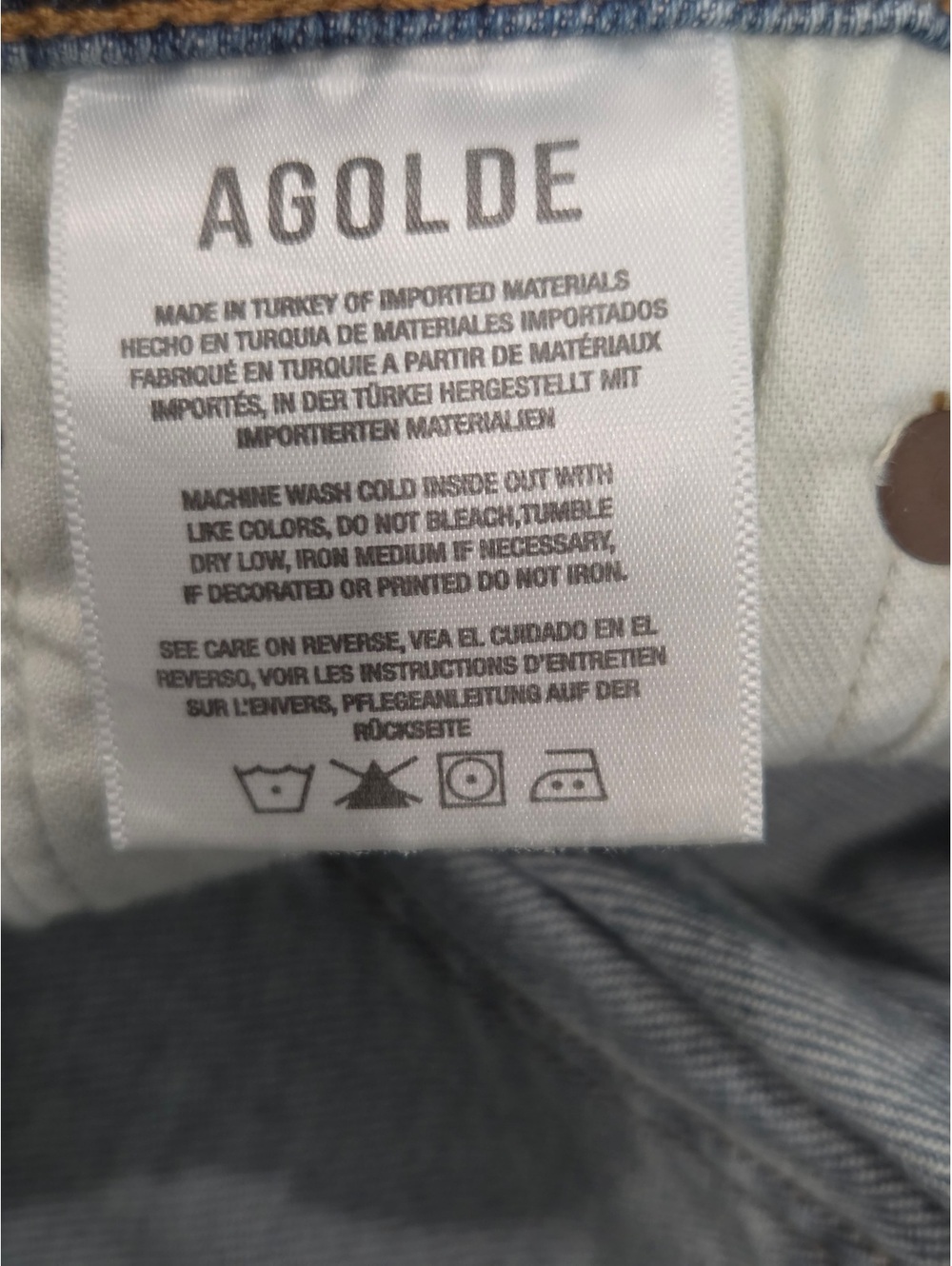 AGOLDE Nico Mid Rise Slim Fit Distressed Raw Hem Denim Jeans Womens Size 24 - Picture 3 of 8